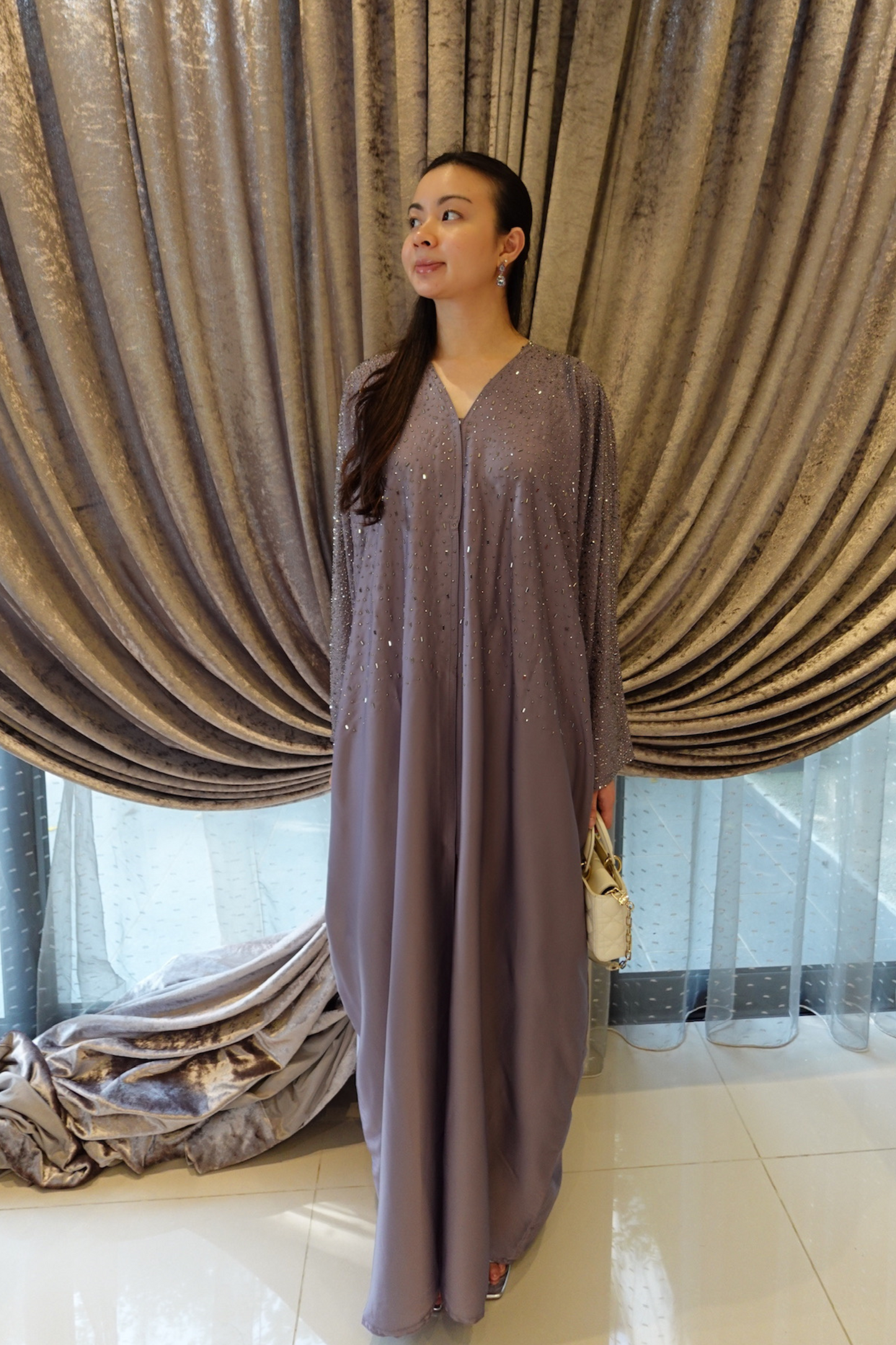 Leora Dress in Purple/Black/Green
