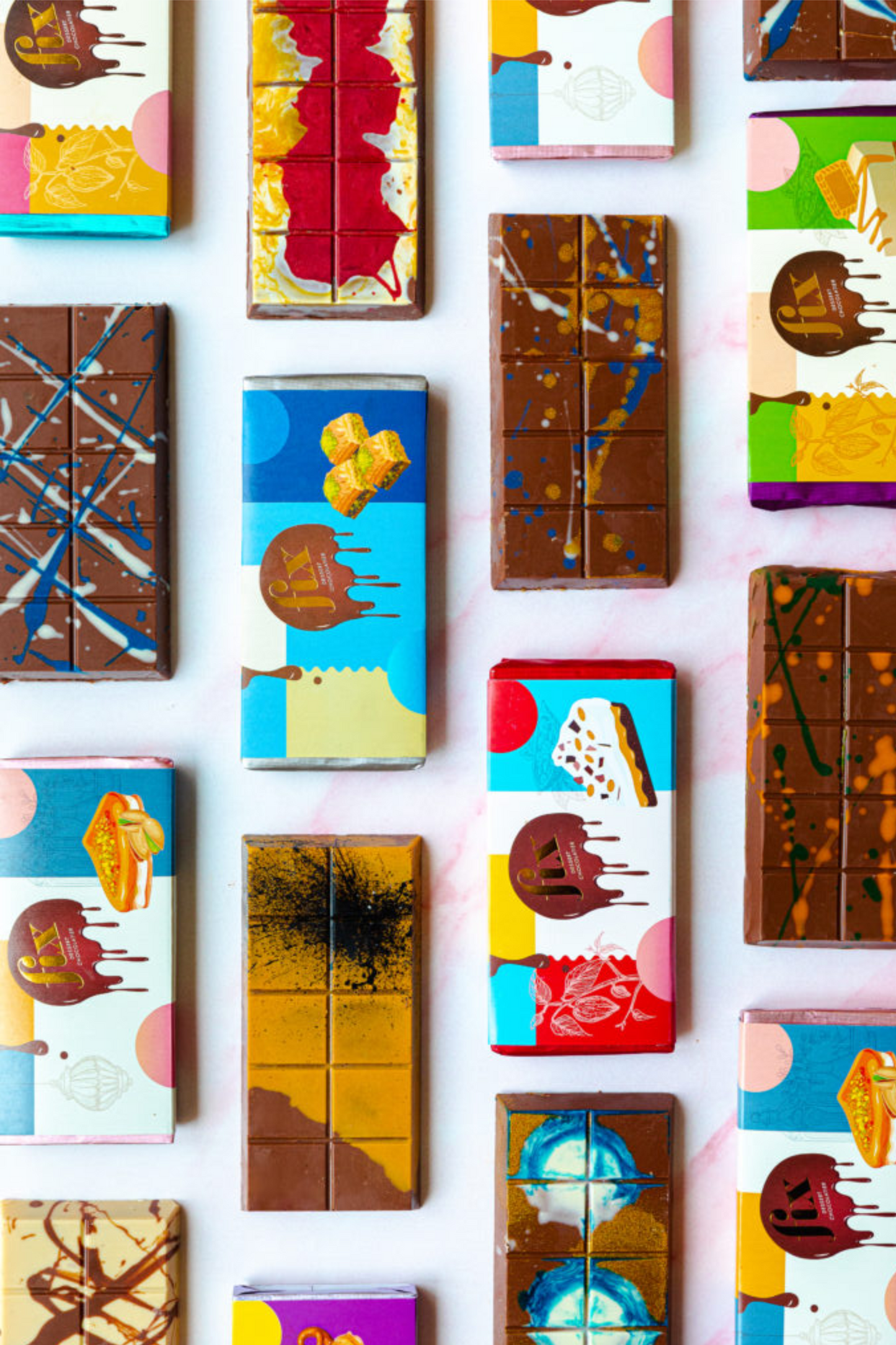 Fix Chocolate Bar: Pistachio Kunafa/Cereal/Pretzel/Biscoff